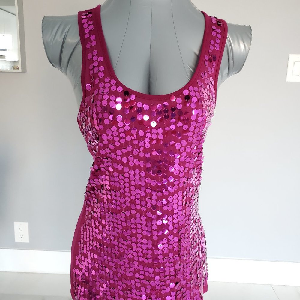 Eyeshadow Super Sexy Pink Sequins Tanktop